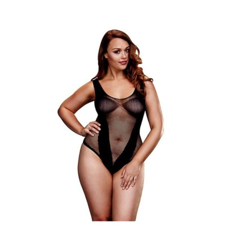 Body a Rete Jacquard V Teddy Rede de Pesca Taglia Unica Baci Lingerie BW3134