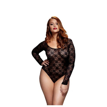 Body Scollato sulla Schiena in Pizzo Nero Taglia Grande Baci Lingerie BW3102